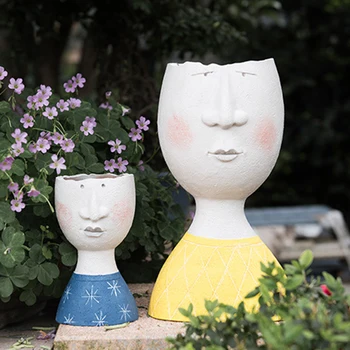 Creative Ghiveci de Flori Rasina Portretul Artistic Sculptura Ghiveci de Flori Uscate Vaza Decor de Gradina Pentru Copii Suport Stilou nou