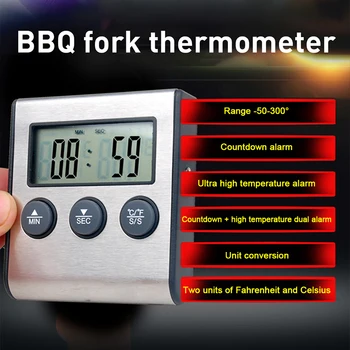 Digital Cuptor Termometru de Bucătărie de Gătit Mâncare Grill Carne de GRĂTAR Termometru Si Timer Apă, Lapte, Vin Lichid Sonda de Temperatura