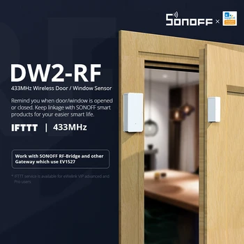 SONOFF DW2-433MHZ RF RF wireless senzor de usa geam Compatibil cu IFTTT inteligent geamul portierei magnet cu app notificare de alertă