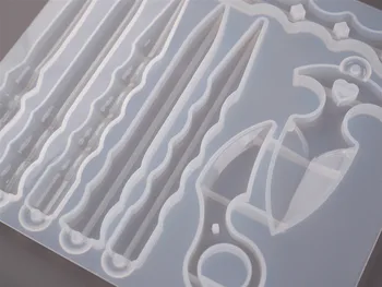 Auto Armă de Apărare Breloc din Silicon Mucegai de Rășină de Artă (8 Cavitate) a Subliniat Kubaton DIY Rășină Mucegai Consumabile Mucegai Silicon Rășină