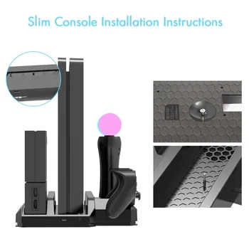 PS4 Pro Slim /PS VR Muta Multifunctional Stand de Răcire & 5V USB 3.0 Controler de Încărcare Stație de Andocare pentru Playstation 4 & PSMove