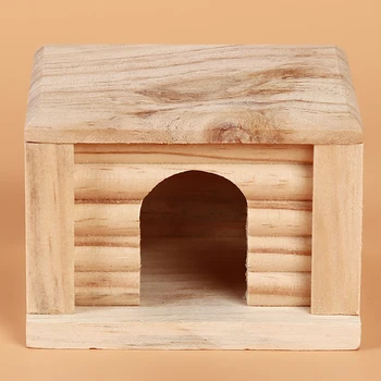 Durabil Din Lemn Hamster Nest Casa Inodor Non-Toxic Colibă De Lemn Și Castelul Mic Loc De Joaca Pentru Animale De Companie Mici Provizii