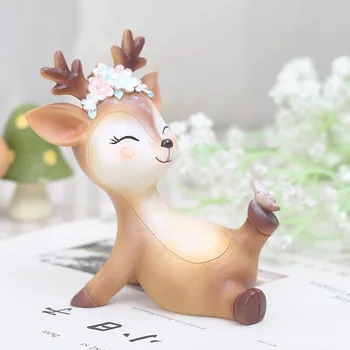 Mini Sika DeerFigurines Rasina De Artizanat Miniaturi Fairy Garden Decor Bonsai Terariu Figurine Tort Fân Decor Ornament