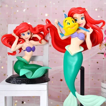 Disney Princess Jucării Q Posket Ariel Mica Sirena Papusi de 10 cm/20cm PVC figurina Jucarie Model Cadouri Tort Fân