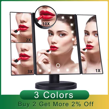 Oglindă de machiaj Profesionale LED, Ecran Tactil, Oglindă Cosmetică 22 Tabel de Lumină Desktop Machiaj 1X/2X/3X/10X Mărire Oglinzi