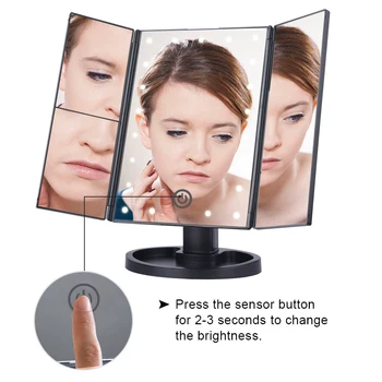 Oglindă de machiaj Profesionale LED, Ecran Tactil, Oglindă Cosmetică 22 Tabel de Lumină Desktop Machiaj 1X/2X/3X/10X Mărire Oglinzi