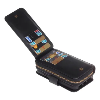 BRG Pentru iphone 12 11 Pro X XS Max XR 6 7 8 Plus Portofel din Piele Caz Husă Detașabilă de Carduri de Flip Capac Spate cu Fermoar Telefon Mobil Moale