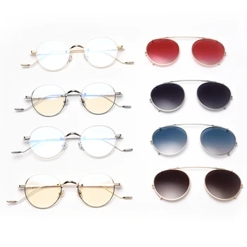 Kachawoo polarizat ochelari de soare clip de pe sex masculin optice accesorii ochelari de sex feminin retro ochelari cadru gri maro obiectiv detașabil