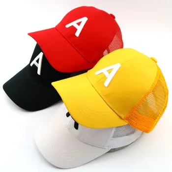 Copiii scrisoare șapcă de baseball broderie ochiuri șapcă de camionagiu 3-7 Ani dimensiuni reglabile Negru Alb Roșu Galben