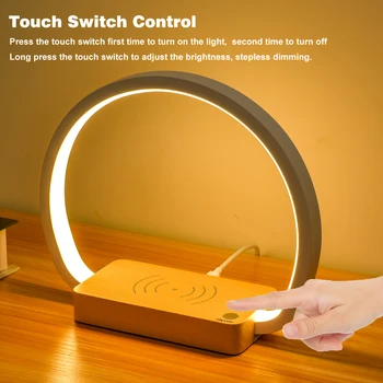 Lampă noptieră cu Încărcător Wireless Alb 5V 2A Adaptor Touch Control cu LED-uri Lampa de Birou în Ochi-Îngrijirea Lumina de Citit pentru Dormitoare