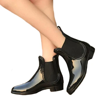 Cizme de cauciuc 2019 Impermeabil la Modă Jeleu Femei Ploaie Cizme Glezna Elastic Culoare Solidă Ploios Pantofi Femei WBS42