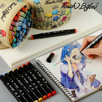 Sara 30/40/60/80/168Colors pe Baza de Alcool Pen Markeri Dual Cap Schiță Markeri Perie Stilou Pentru a Desena Manga Design de Artă