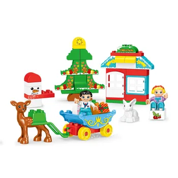 3WBOX 46Pcs DIY Duplo Mare Cărămizi Colorate Cadou de Crăciun DIY Blocuri de Crăciun Hut Jucarii Educative pentru Copii