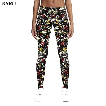 KYKU Brand Craniu Jambiere Femei Pantaloni Fitness Elastic Negru Spandex Jambiere Tipărite pantaloni Push-Up-uri de Sport Femei Jambiere Pantaloni