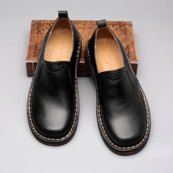New Sosire Om de Afaceri Aluneca Pe Piele Oxfords Inaltime End Retro din Piele Pantofi pentru Bărbați Patru Sezon Casual, cu capul Mare pantofi