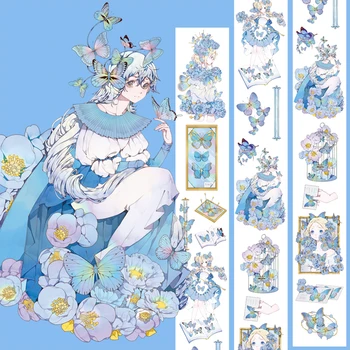 55mm*3M Speciale de Cerneală Fluture Albastru Muzeul Washi Tape