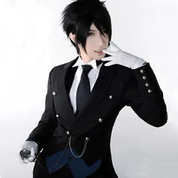 Anime Black Butler Sebastian Michaelis Uniformă Cosplay Costum Set Complet Tuxedo ( Haina /Vesta/Tricou /Pantaloni /Cravată )