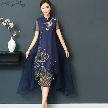 Noi Qipao Mult Cheongsams Rochie Tradițională Chineză Rochie Plus Dimensiune Flori De Vară Rochie De Epocă Oriental Robe V922