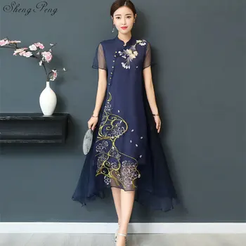 Noi Qipao Mult Cheongsams Rochie Tradițională Chineză Rochie Plus Dimensiune Flori De Vară Rochie De Epocă Oriental Robe V922