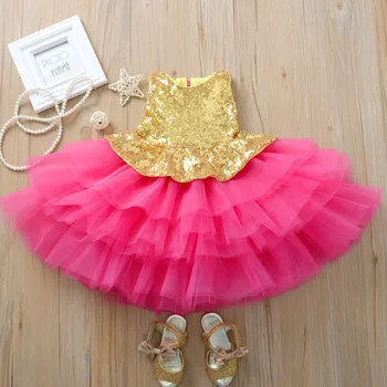 Paiete Fete Dress Moda Mica Fata De Domnisoara De Onoare Rochii Fete Pentru Copii Costume Printesa De Flori Fete Rochie De Petrecere Copii Elegant