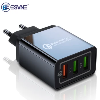 ESVNE 3 Port Perete Încărcător USB de încărcare rapidă 3.0 qc 2.0 pentru iPhone Rapid de Încărcare pentru Samsung, Xiaomi, Huawei Telefon Mobil Încărcător
