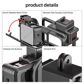 Ulanzi G9-4 Acțiune Vlog Camera Cușcă de Protecție din Plastic de Locuințe cu Dual Rece Pantof de Montare 55mm Filtru cu Adaptor pentru GoPro Hero 9