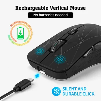 Mouse-ul fără fir Bluetooth 5.0 și 2,4 G Dual Mode Reîncărcabilă Clorful Lighing Soareci pentru Joc 1600DPI Mause pentru Mac, Pc, Laptop