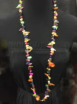 Mână înnodate 100cm lungime naturale exotice colorate baroc pearl colier lanț pulover moda bijuterii