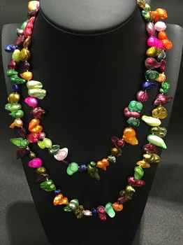Mână înnodate 100cm lungime naturale exotice colorate baroc pearl colier lanț pulover moda bijuterii