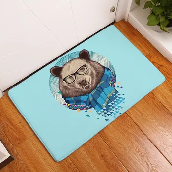 Animale Acuarelă Panda Minunat Tablou Pictat De Mana Eșarfă Roșie Pălărie Roz Fericit Baie Mat Birou Covor Homeware Burete De Mare Rece