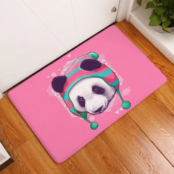 Animale Acuarelă Panda Minunat Tablou Pictat De Mana Eșarfă Roșie Pălărie Roz Fericit Baie Mat Birou Covor Homeware Burete De Mare Rece