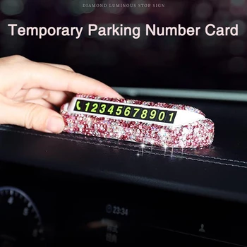 Creative Stras Masina Temporară Card De Parcare Hideable De Telefon Număr De Înmatriculare Auto-Styling Accesorii Interioare Femeie Decor