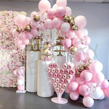 Balon Latex Ghirlanda Lanț Arc Kit Roz Metalic Balon pentru Fard de obraz cabină de Duș de Mireasă Nuntă, zi de Naștere Petrecere Copil de Dus Decor