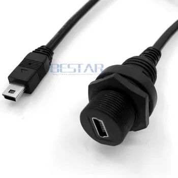 Mini USB 2.0, Montare pe Panou Conector IP67 rezistent la apa Cablu de 1m 3ft Mini-USB de sex Masculin la Feminin cablu de Prelungire cabluri Dovada de Apă