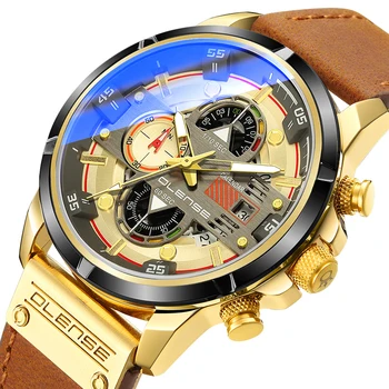 2021 Brand de Top OLENSE Bărbați Ceasuri de Moda Sport din Piele Ceas de Lux Mens Data Impermeabil Cuarț Cronograf Ceasuri de mana Barbati