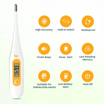(3 în 1 ) Femometer Orală Termometru Digital pentru Febra Impermeabil pentru Adulți și Copii cu Febra de Alertă Amintesc de Memorie