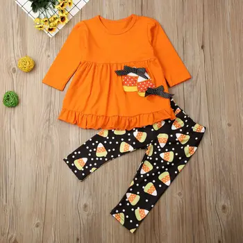 1-5ani Halloween Copilul mic Copil Fata de Îmbrăcăminte Set T-shirt, Bluze Tunica + Dot Pantaloni Jambiere Copil Fete Costum