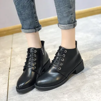2020 Moda Femei Glezna Cizme din Piele PU de Toamna Iarna Pantofi de Femeie Pătrat Toc mic Botas Zapato încăltăminte într-Femme
