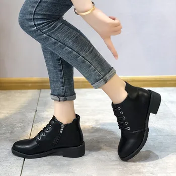 2020 Moda Femei Glezna Cizme din Piele PU de Toamna Iarna Pantofi de Femeie Pătrat Toc mic Botas Zapato încăltăminte într-Femme