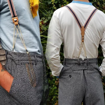 NOUL Domn Retro Bretele Pantaloni Sling Elastic Suspensor pentru bărbați pantaloni Tip Buton Curea Fusta Vintage Suspensor