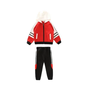 Fete Costum de Sport Trening 2020 Copii Moda Activ cu dungi Jachete cu Fermoar Haina + Pantalon Set Haine Copii Haine de Toamna Set