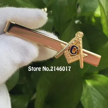 2018 Calitate Francmason Albastru Lodge Legături Clipuri Masonice de Moda pentru Bărbați Gât Cravată Clip Bar Zidărie pătratului și G Masoni