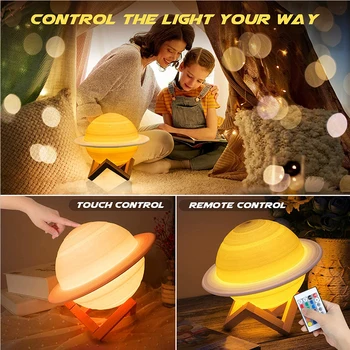 2020 Imprimare 3D Saturn Lumina de Noapte LED 16 Culori Schimbare Touch și Control de la Distanță USB LED lampa cu lumini de Cadouri Creative pentru Copii