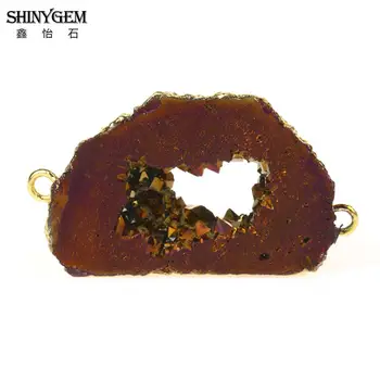 ShinyGem Neregulate Naturale Cristal Druzy Felie Pandantive Farmec Minerale, Geode Piatra Placare cu Aur Conectori Pentru Bijuterii DIY Face