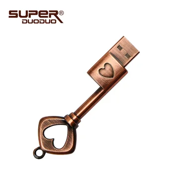 Superduoduo usb Metal Cupru Pur Inima Cheie Cadou USB Unitate Flash mini stick USB Cheie Autentic 4gb 8gb 16gb 32gb 64GB Degetul mare Stick