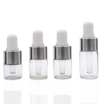 50Pcs 1/2/3 ml din Sticlă transparentă de ulei Esential pentru Aromaterapie Dropper Sticle de Aluminiu Argintiu Capac Picătură de Reactiv de Ochi Lichid Pipetă de Sticlă