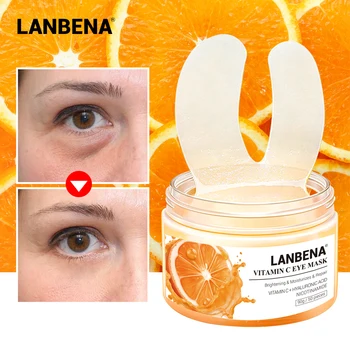 LANBENA Vitamina C Masca de Ochi Patch-uri Ochi Ser Elimina Sac Ochi pentru Ochi Linii Îmbunătăți Cerc Închis Fermitate Lumina de Ridicare de Reparare 50PCS