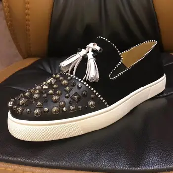De lux, designer de Moda Pantofi de nunta pentru Bărbați ciucuri negru cu nituri pantofi plat Om de Partid rochie de bal Formale pantofi de afaceri