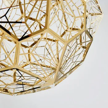Wongshi Moderne Fier Metal Web Etch din Oțel Inoxidabil Pandantiv Lumini de Diamant Rotund Mingea de Proiecție Pandantiv Lampă pentru designer