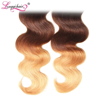 Longqi Păr T1B/4/27 Ombre Hair 3 Pachete Remy Brazilian Corpul Val de Păr Pre Colorate Păr Uman Pachete 3pcs/lot